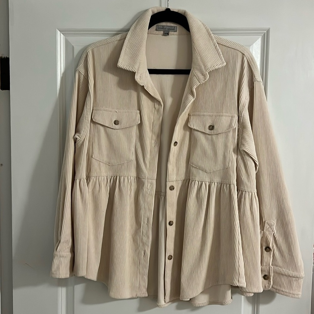 Peplum corduroy shacket